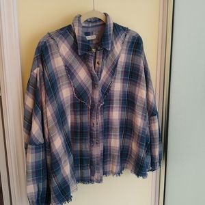 Free people cotton plaid Kyoto top